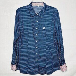 Cinch Women's Button-Down Western Shirt Blue Pink Dotted Size XXL Flip Cuff
